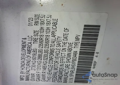 2023 Honda Odyssey Exl from USA, damaged, VIN 5FNRL6H6XPB034484